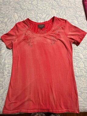 Embellished Coral Short Sleeve Tee by Equipment